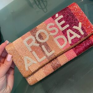 Rosé All Day beaded clutch